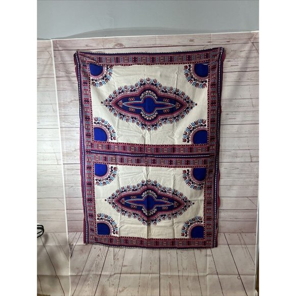 Dashiki Veritable African Real Wax Block Print Hitarget 816838 Fabric Red Blue - Picture 2 of 8